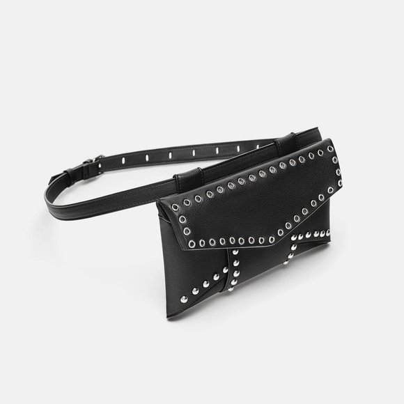 [LAST]NWT Zara Black Studded Belt Bag Fanny Pack - Picture 5 of 5